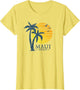 Vintage Maui Hawaii Palm Tree Beach Sunset Vacation Souvenir