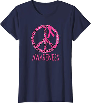 Breast Cancer Peace Sign Pink Leopard Print