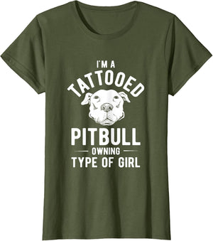 Tattooed Pitbull Owning Girl Pet Dog Pitbull