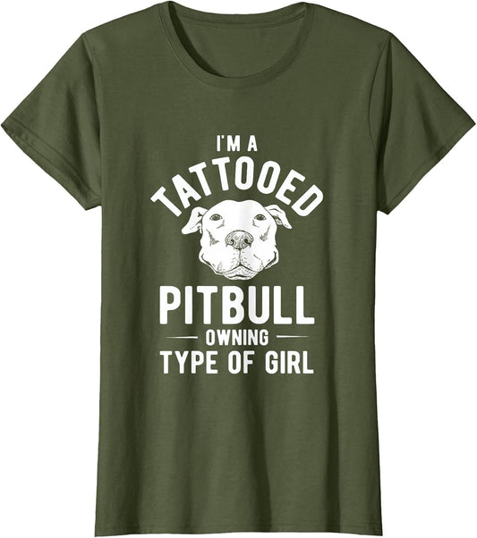 Tattooed Pitbull Owning Girl Pet Dog Pitbull