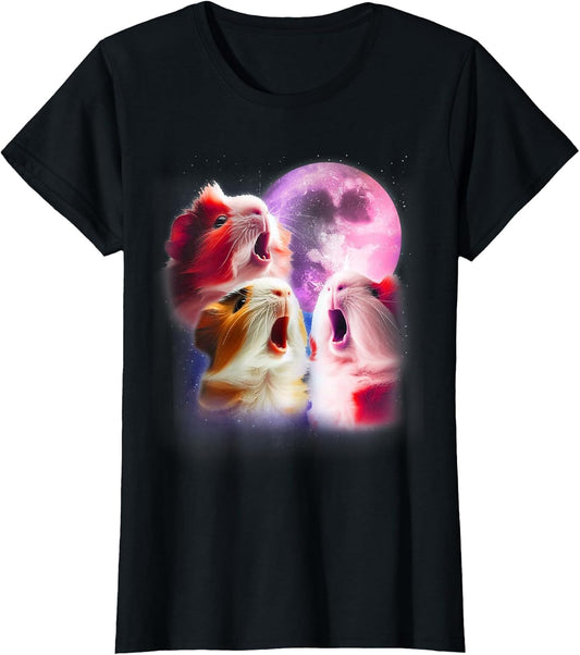 3 Guinea Pigs Howling at The Moon Funny Pet Guinea Pig Lover