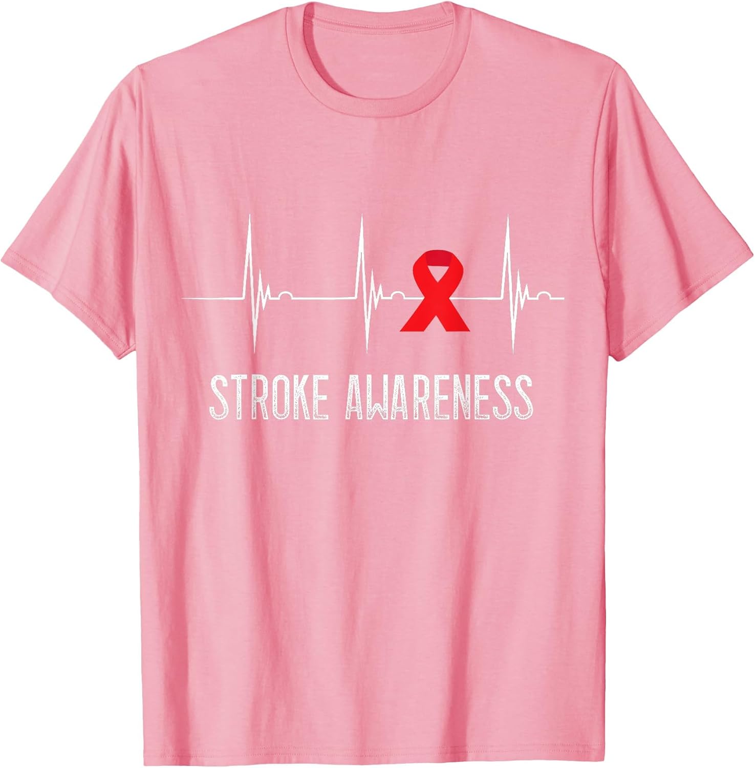 Stroke Awareness Month Heartbeat EKG Pulse Red Ribbon