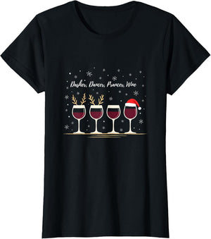 Dasher Dancer Prancer Wine Christmas Holiday Humor