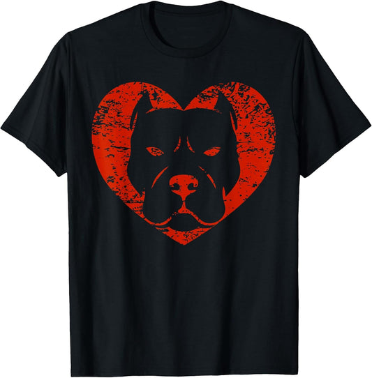Vintage Valentines Day Graphic Novelty Pitbull Love Heart