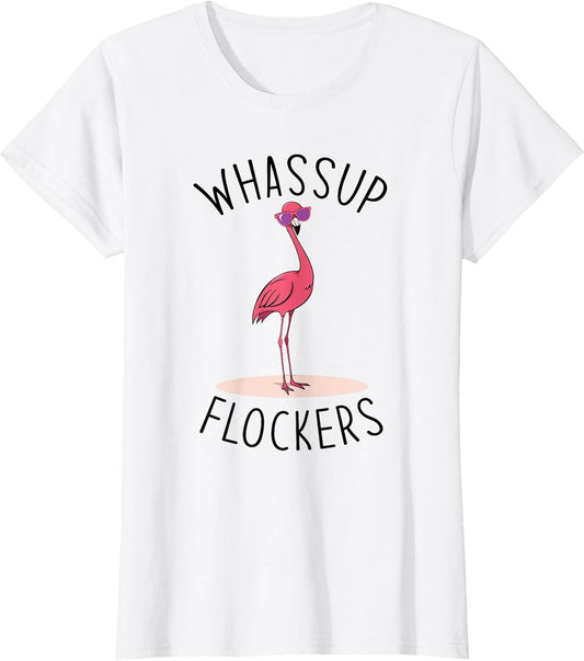 Whassup Flockers? Funny Vintage Pink Flamingo Sunglasses