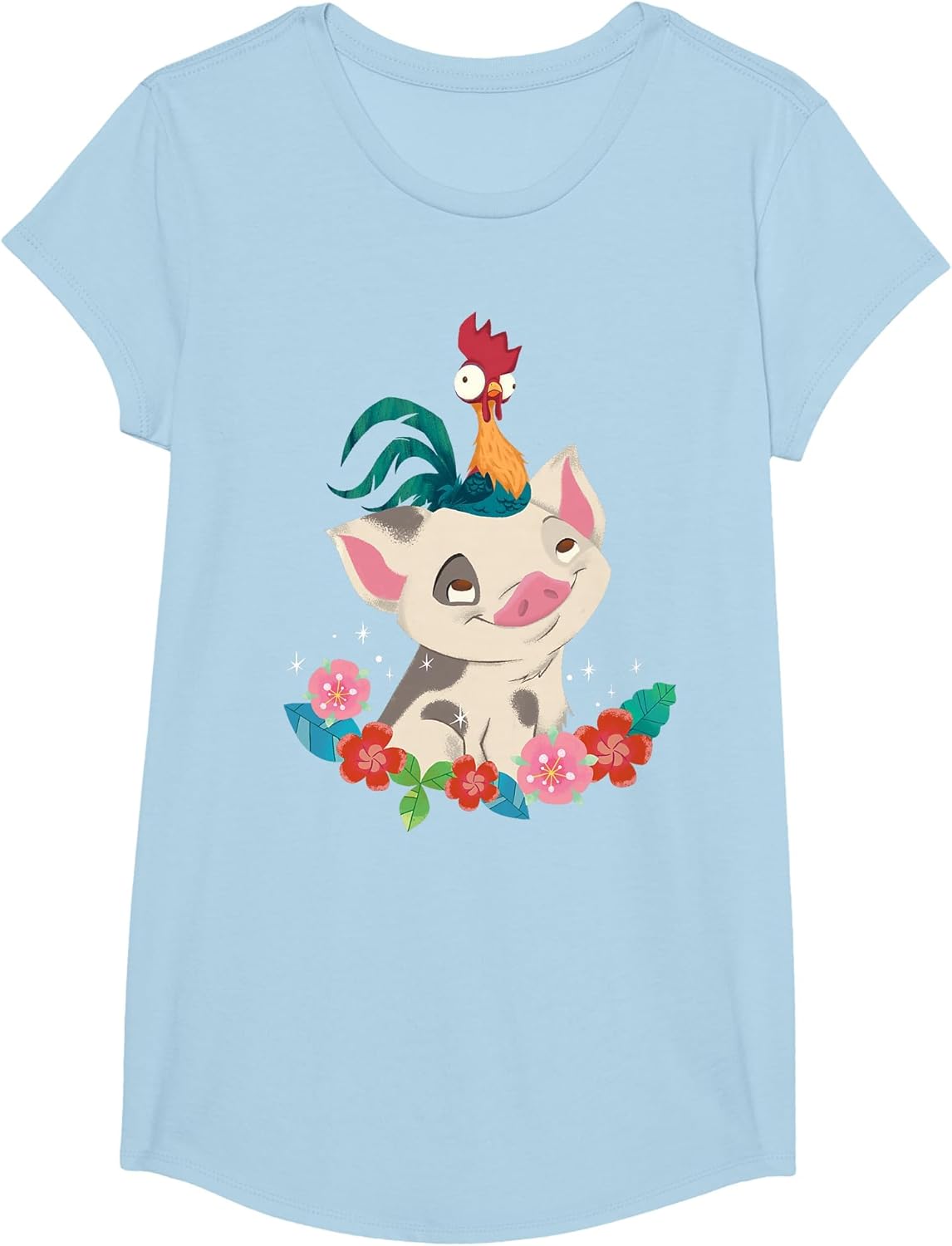 Disney Moana HEI HEI Rooster Pua Flowers Sketch Portrait