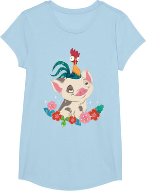 Disney Moana HEI HEI Rooster Pua Flowers Sketch Portrait