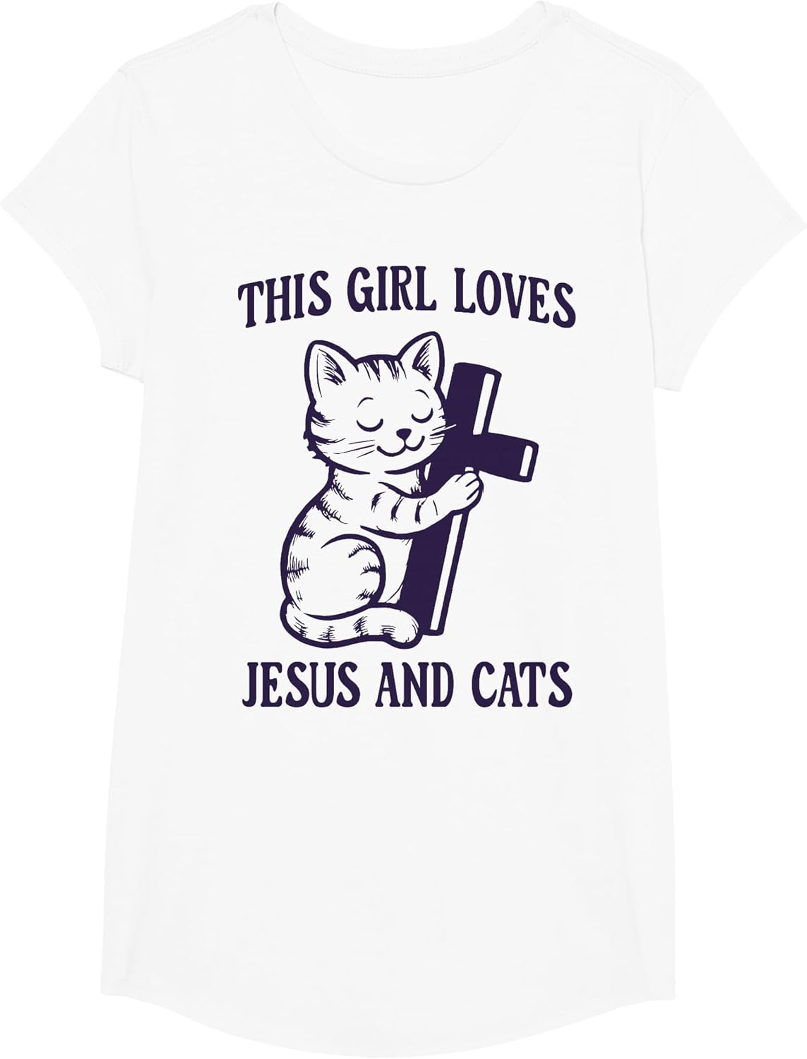 Christian This Girl Loves Jesus and Cats Cat Hugging Cross