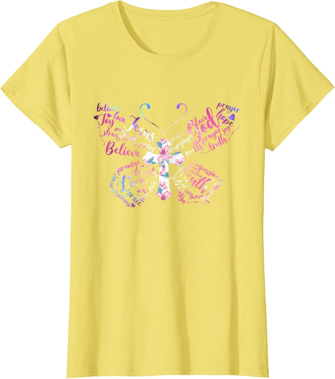 Butterfly Prayer Jesus Christian Cross Floral Pattern