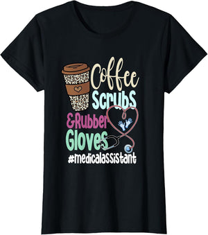Coffee Scrubs and Rubber Gloves Medical Assistant