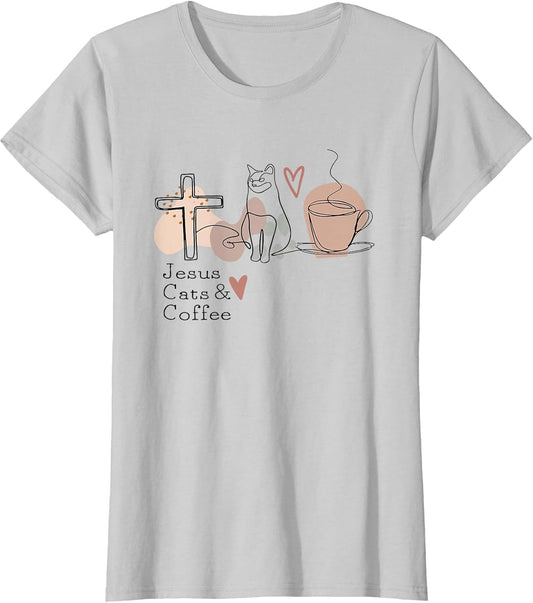 Jesus Cats and Coffee Minimalist Graphic Design