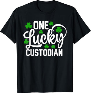 One Lucky Custodian Funny St Patrick's Day Shamrocks