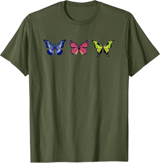Beautiful Butterfly Shirt, Three Butterflies, Butterfly Trio