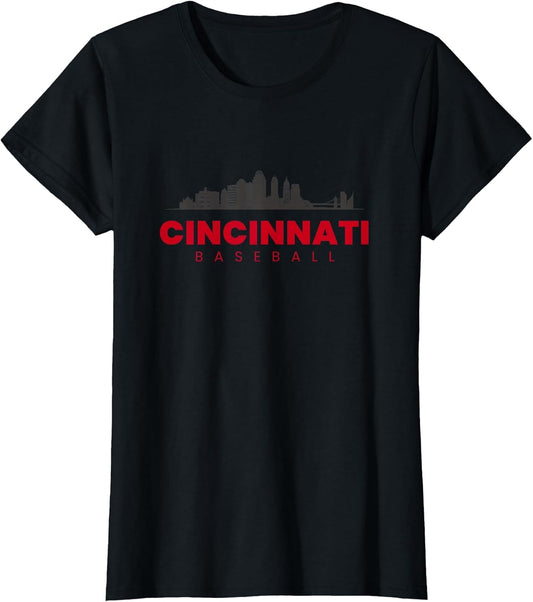 Cincinnati Baseball Vintage City Skyline Baseball Lover