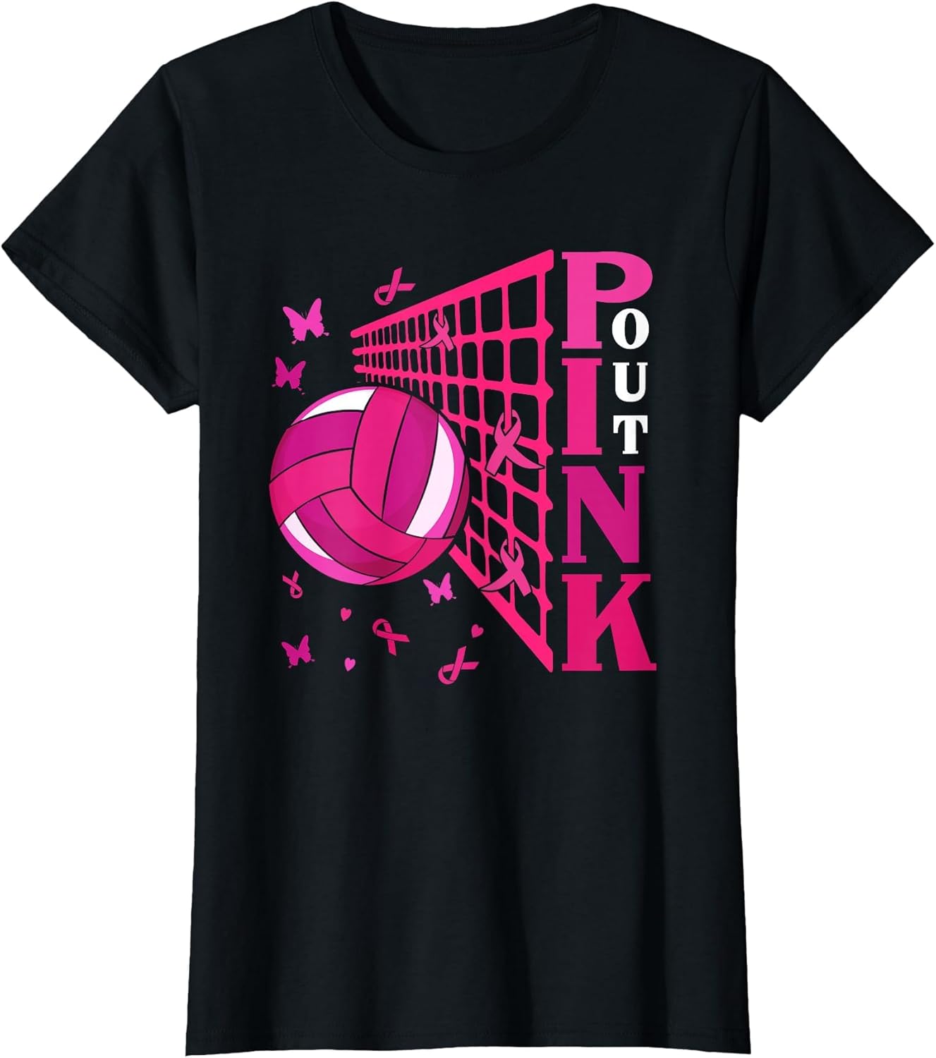 Cute Pink Out Volleyball Breast Cancer Awareness Pink Ribbon
