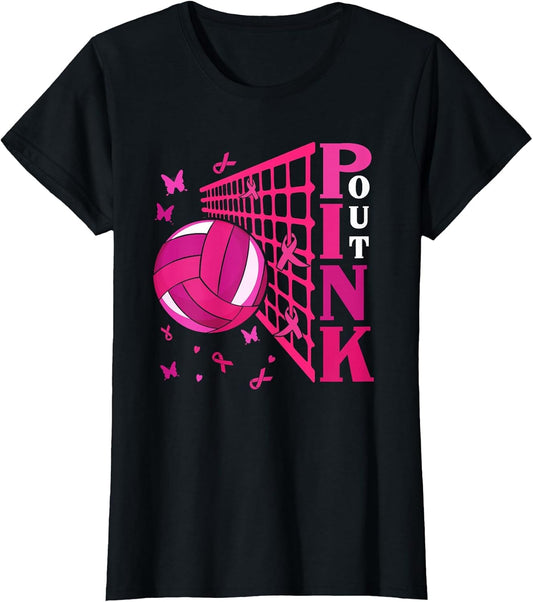 Cute Pink Out Volleyball Breast Cancer Awareness Pink Ribbon