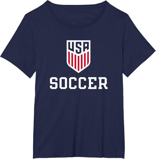 United States Soccer Icon Navy USMNT Officially Licensed , Women's Plus, Navy Blue, 3X