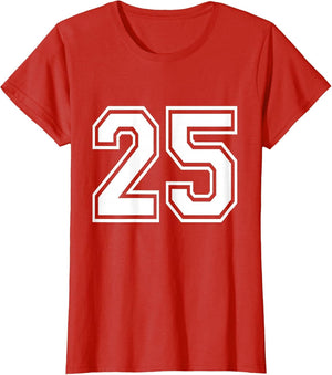 Number 25 Varsity Sports Team Jersey 25th Birthday 25 Years