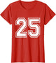 Number 25 Varsity Sports Team Jersey 25th Birthday 25 Years