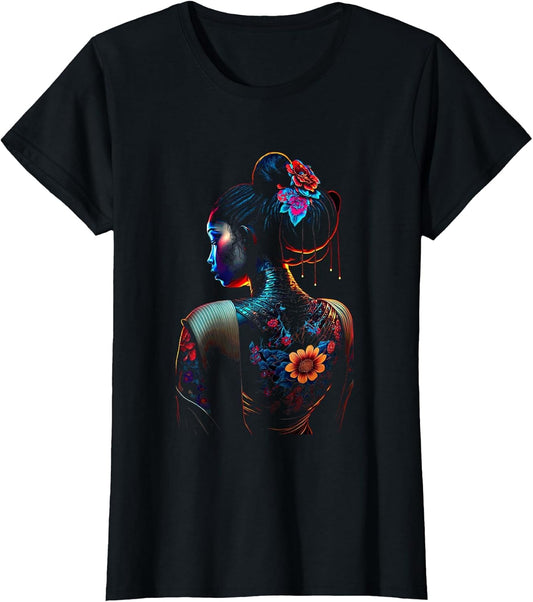 Beautiful Black Woman Art Melanin Flowers Geisha Tattoos