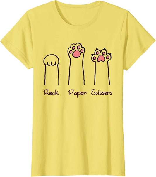 Rock Paper Scissors Hand Game Cute Paw Funny Cat