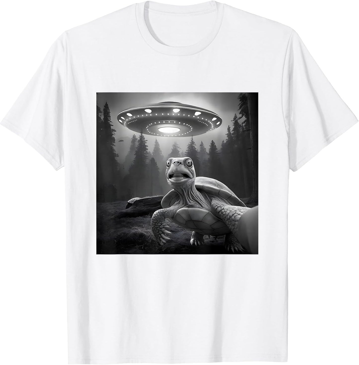 Turtle Selfie with UFO - Funny Tortoise Graphic Alien Lover