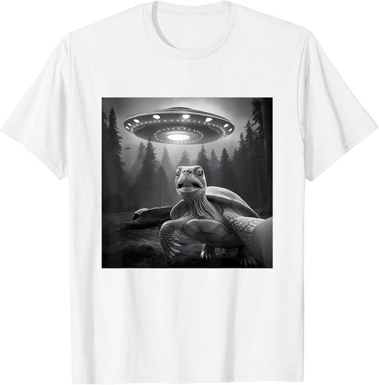 Turtle Selfie with UFO - Funny Tortoise Graphic Alien Lover