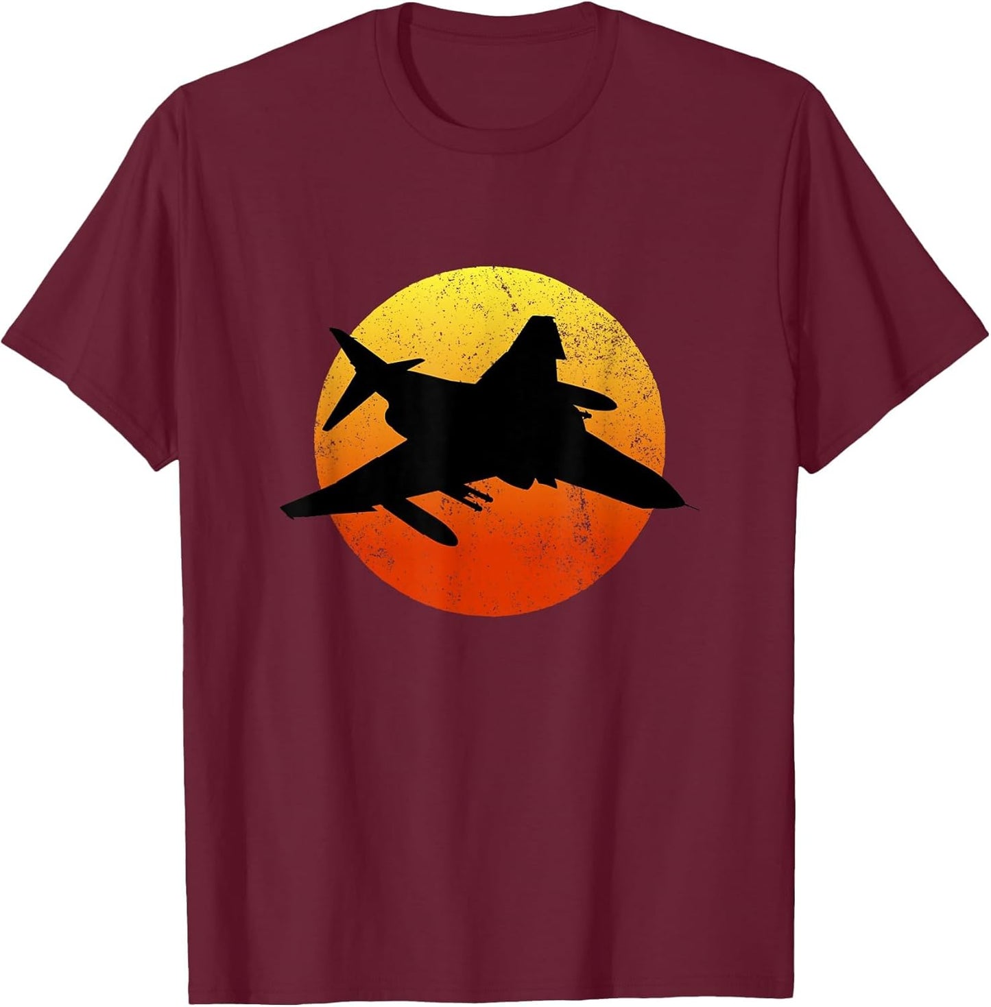 F-4 Phantom Silhouette Retro Sunset Military Jet Flying F4