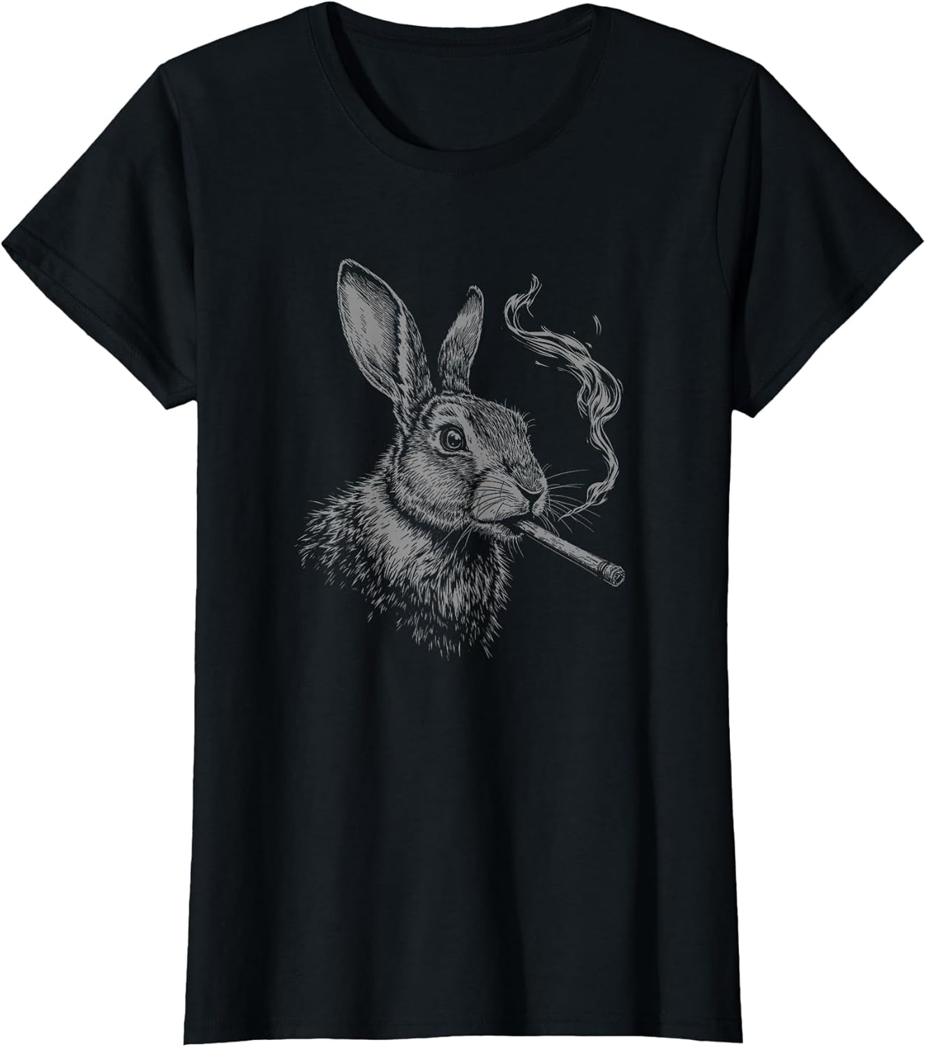 Bunny Smoking a Cigarette, Vintage Rabbit Animal Art Graphic