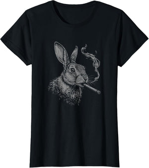 Bunny Smoking a Cigarette, Vintage Rabbit Animal Art Graphic