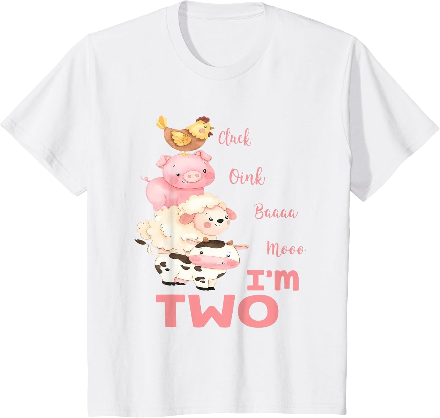 Kids Oink Baa Neigh Cluck Moo I'm Two 2 Farmer 2nd Birthday Farm