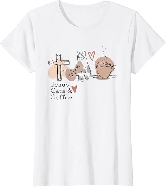Jesus Cats and Coffee Minimalist Graphic Design