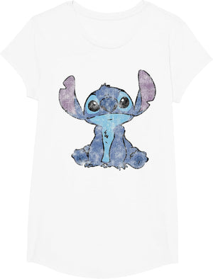 Disney Lilo & Stitch Distressed Stitch Portrait , Girls, White, Medium