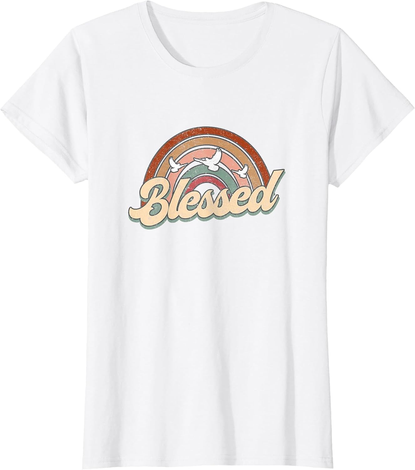 Blessed Retro Vintage Rainbow Christian Jesus God Religious