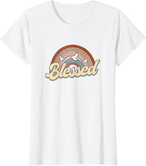 Blessed Retro Vintage Rainbow Christian Jesus God Religious