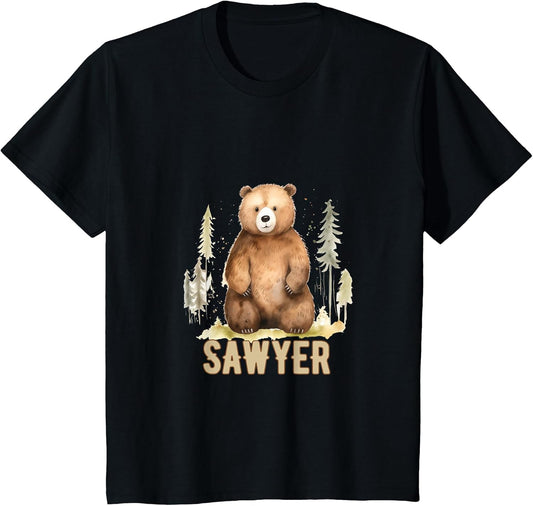 Kids Woodland Bear Forest Animals Personalized Sawyer