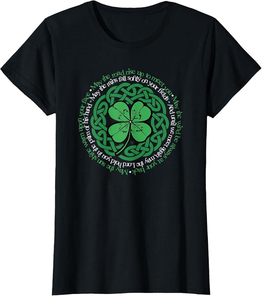 Irish Blessing, Celtic Knot & 4-Leaf Clover Luck Version B