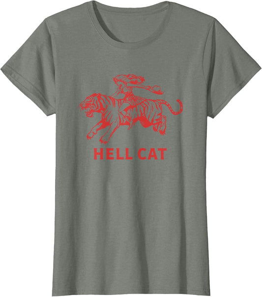 Cowgirl Riding Tiger Hell cat Vintage