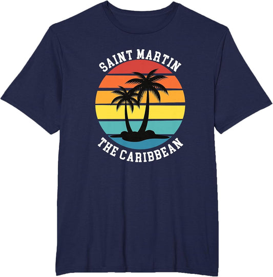 Saint Marten The Caribbean Retro Sunset Palm Trees Vacation