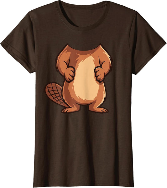 Beaver Shirt Adult Kids Men Women Brown Beaver Costume