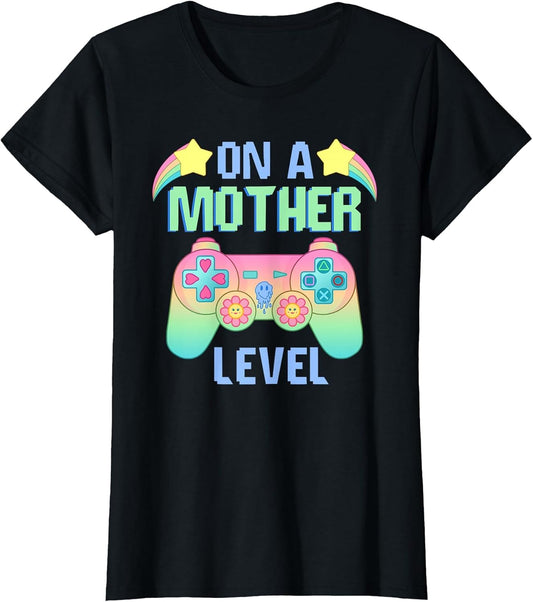 Funny Mothers Day On A Mother Level Gamer Mom Retro Gaming