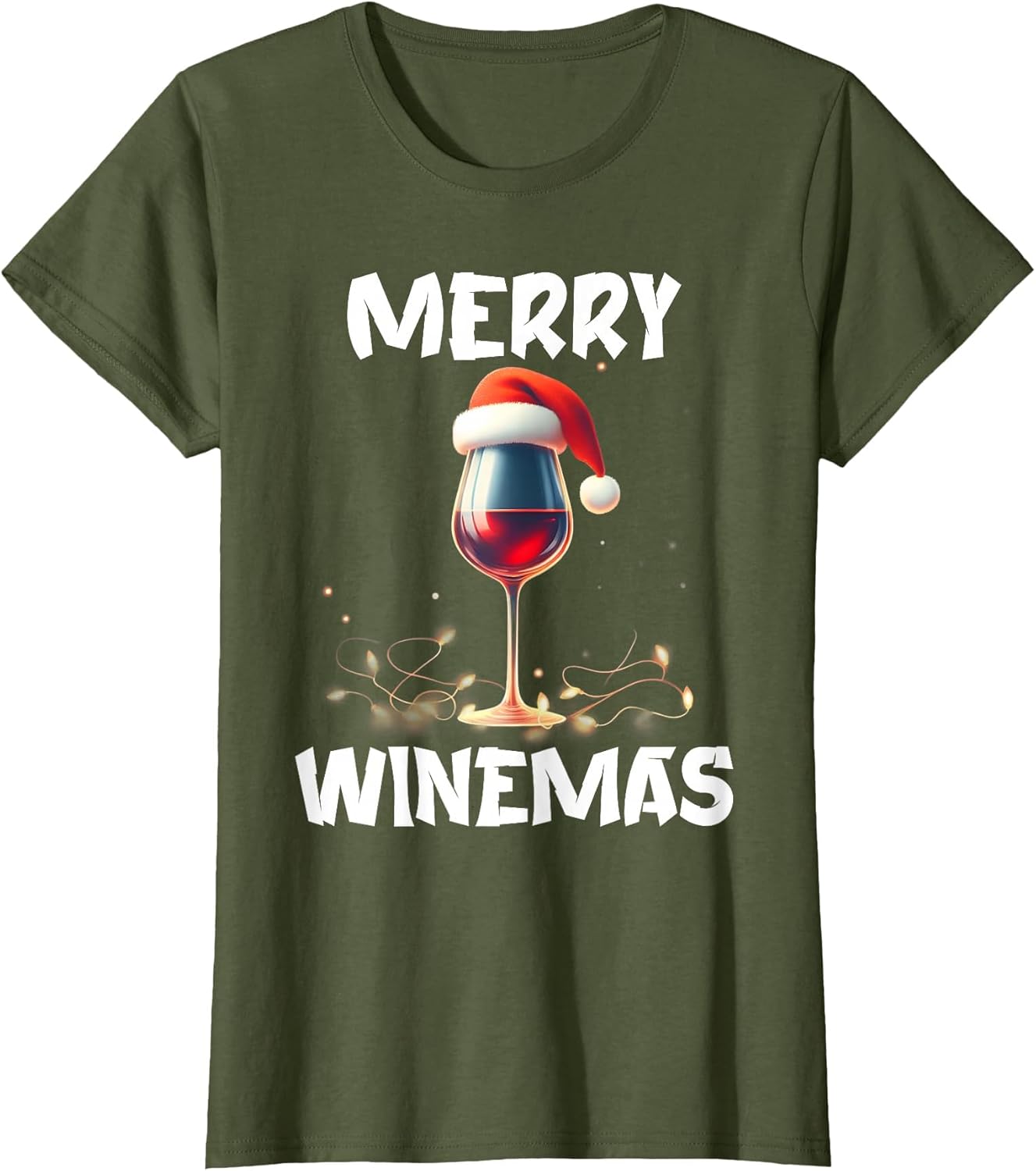 Merry Winemas Christmas Wine Glass Santa Claus Hat Funny