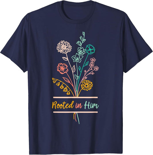 Rooted in Him Colossians 26-7 Christian Floral Graphic Faith