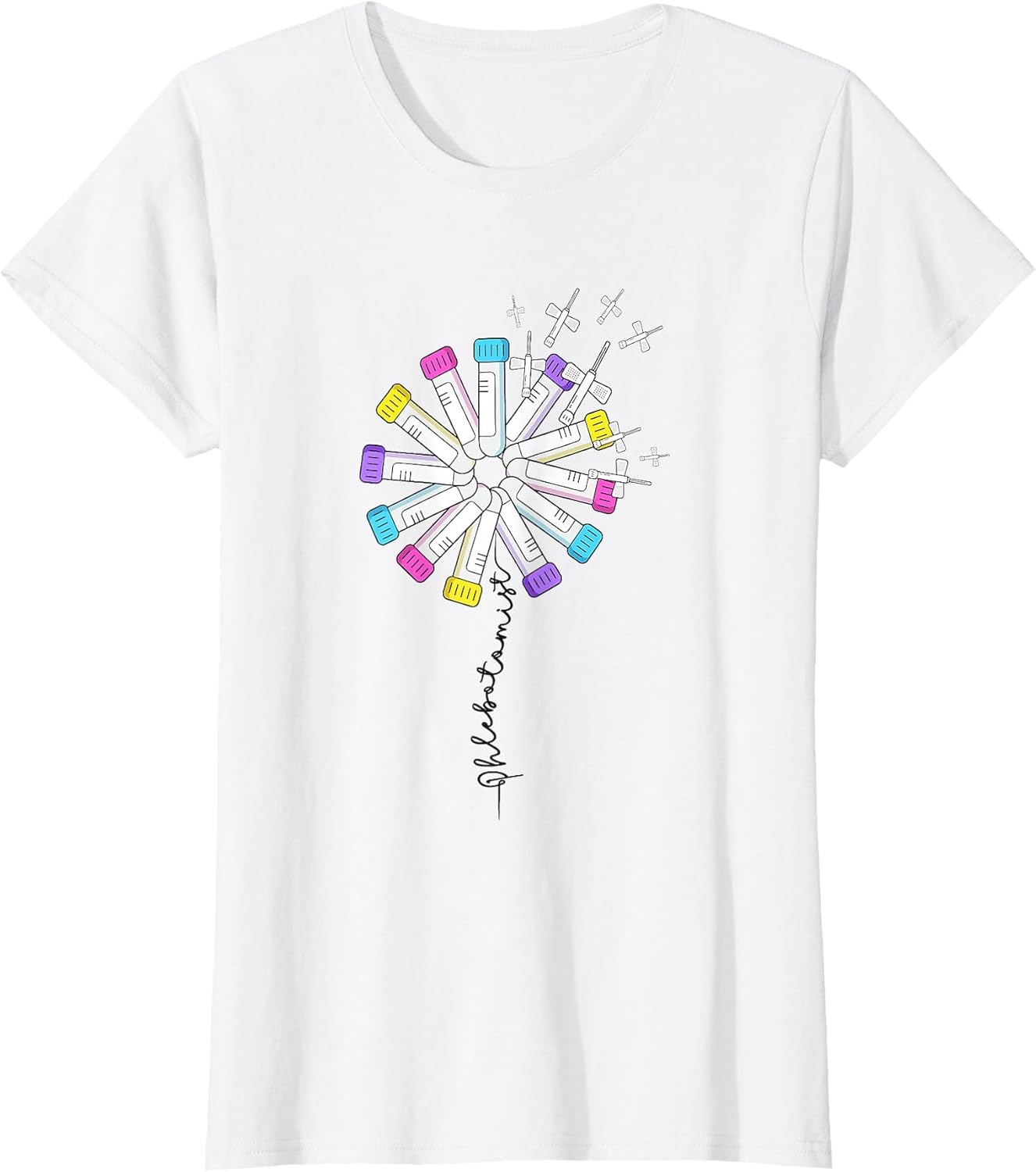 Phlebotomist Nurse Dandelion Butterflies Needle Rainbow