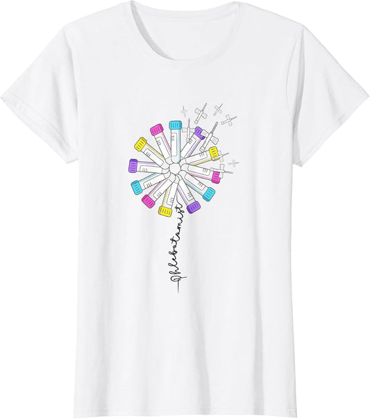 Phlebotomist Nurse Dandelion Butterflies Needle Rainbow