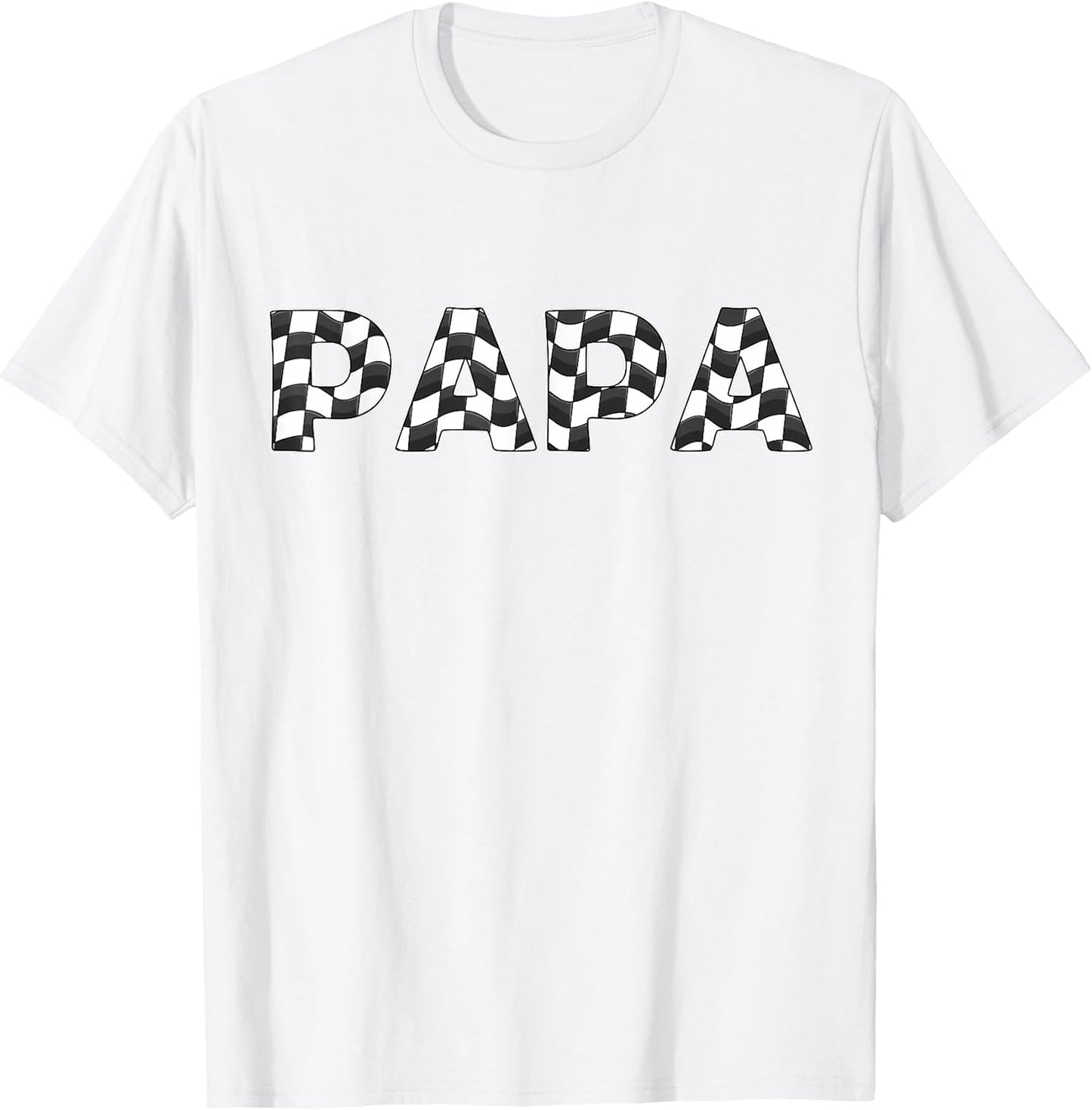 Checkered Race car Papa White Black Checkerboard Men Flag