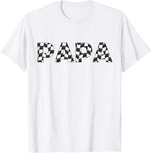 Checkered Race car Papa White Black Checkerboard Men Flag