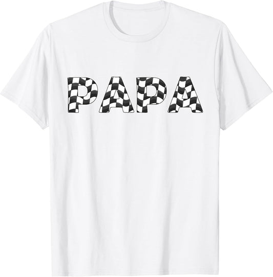 Checkered Race car Papa White Black Checkerboard Men Flag