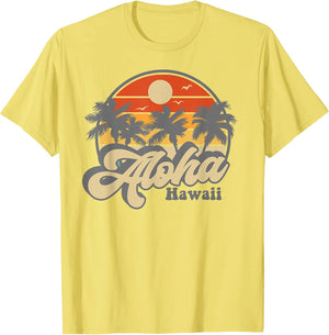 Aloha Hawaii Hawaiian Island Palm Surfboard Beach Surf Retro