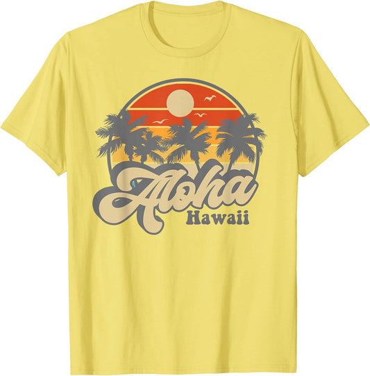 Aloha Hawaii Hawaiian Island Palm Surfboard Beach Surf Retro